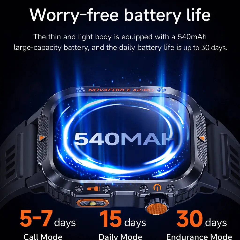 NovaForce X2 Pro Rugged GPS Smartwatch with Bluetooth Calling