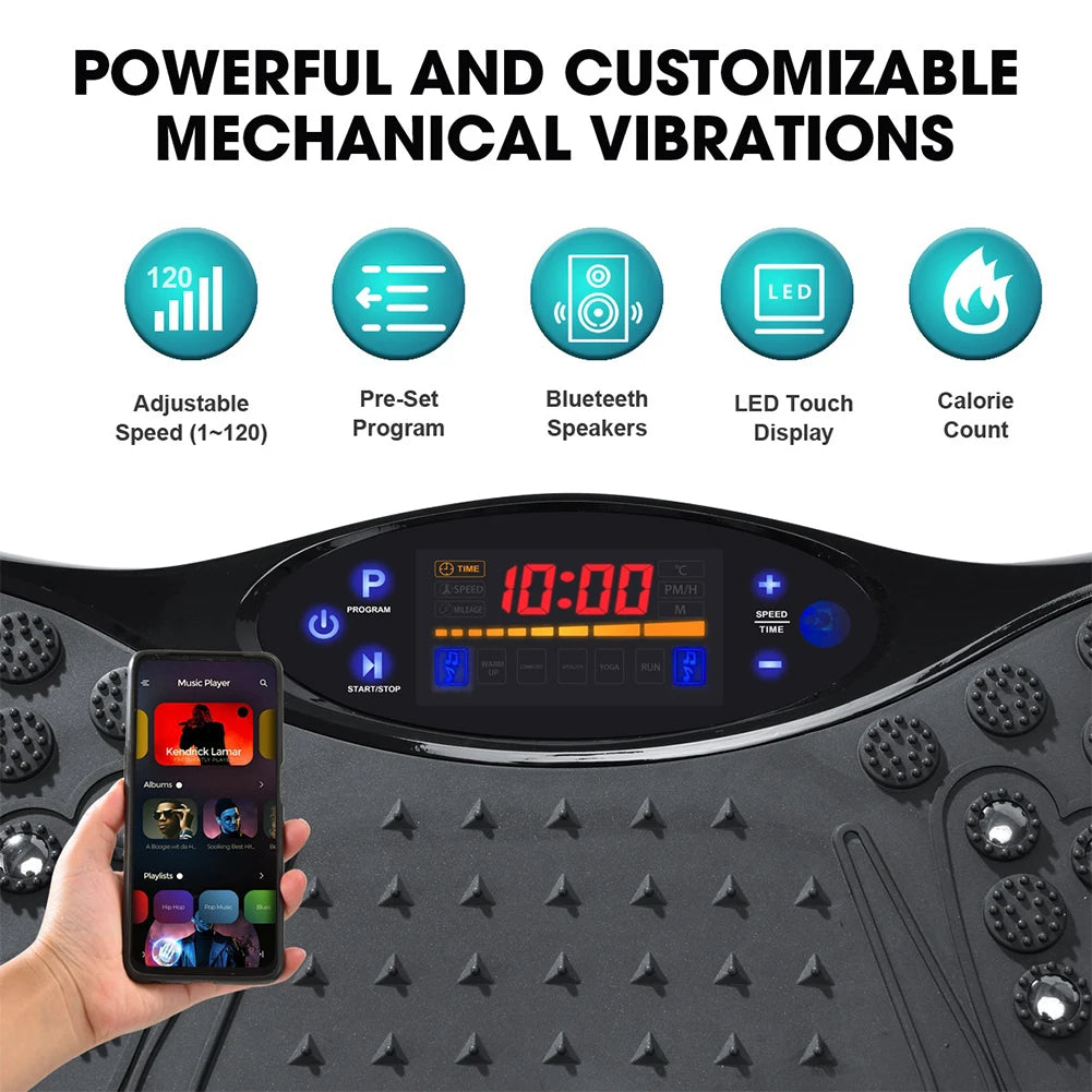 Vibration Plate Exercise Machine Bluetooth-Compatible Rhythm Full Body Shaker Adjustable Speed Weight Loss Fat Shaking Machines