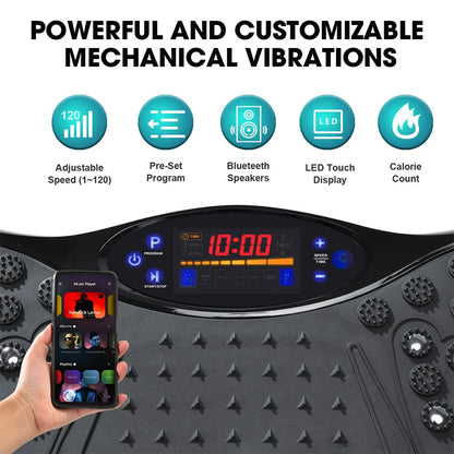 Vibration Plate Exercise Machine Bluetooth-Compatible Rhythm Full Body Shaker Adjustable Speed Weight Loss Fat Shaking Machines