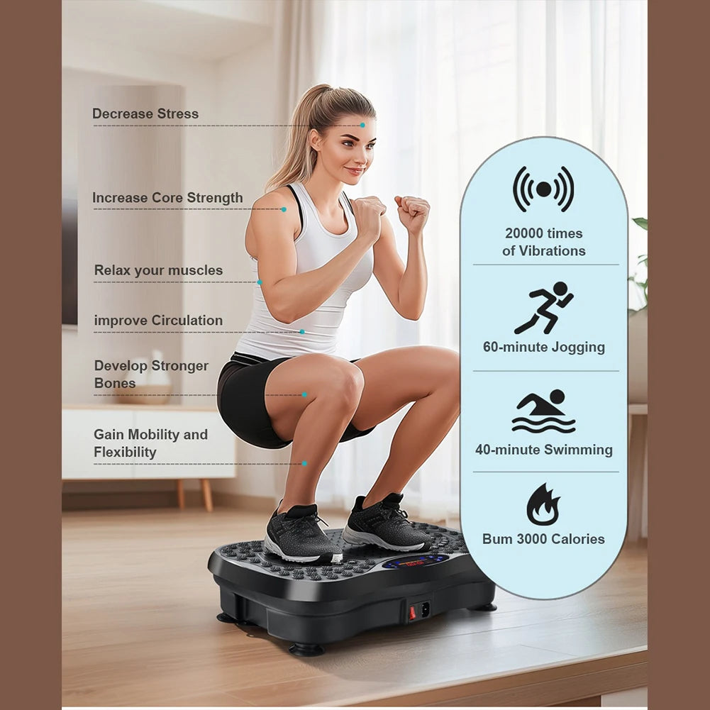 Vibration Plate Exercise Machine Bluetooth-Compatible Rhythm Full Body Shaker Adjustable Speed Weight Loss Fat Shaking Machines